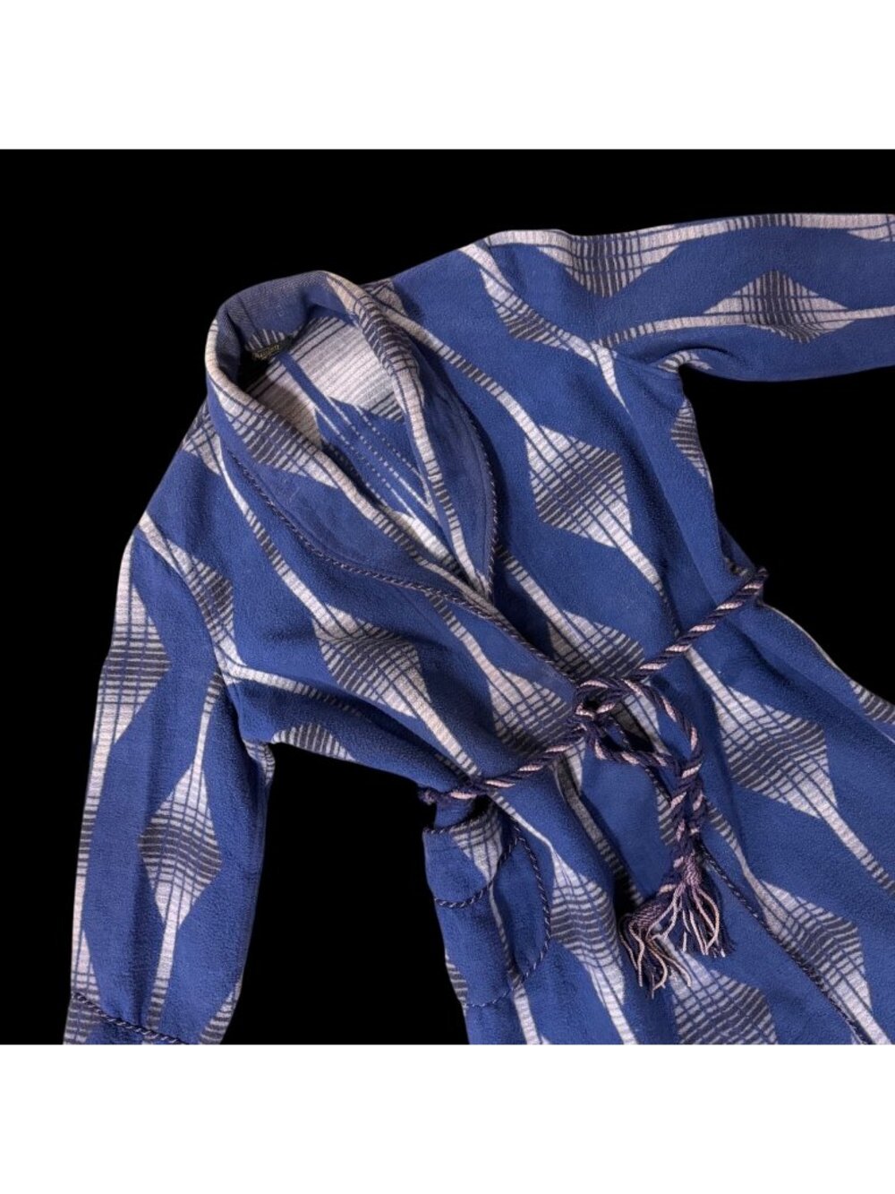 Vintage Beacon Robe Southwestern Camp Bathrobe Blue Gray Heavy Flannel 1940s